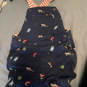 Navy Blue Kids Overalls with Animal Print